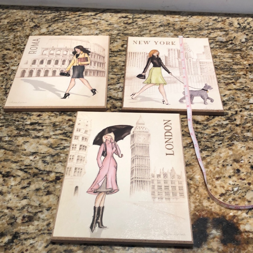 Wooden pictures London, New York, Roma